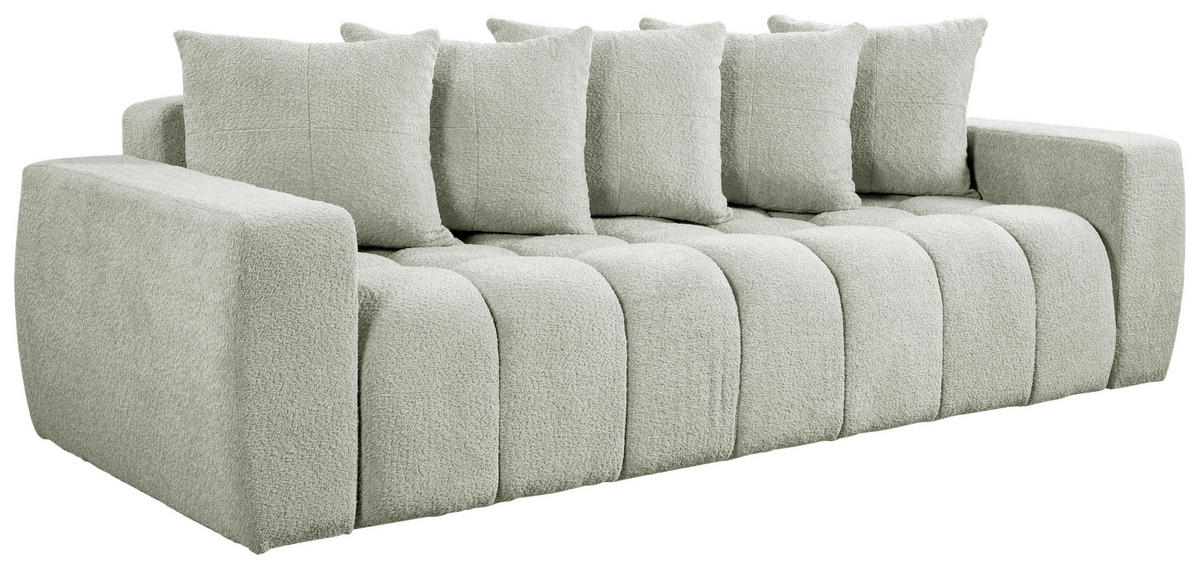 SCHLAFSOFA in Struktur, Bouclé Creme  - Creme/Schwarz, Basics, Kunststoff/Textil (250/86/140cm) - Livetastic