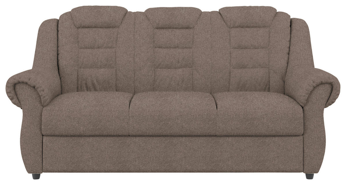 3-SITZER-SOFA in Chenille Taupe  - Taupe/Schwarz, Konventionell, Kunststoff/Textil (196/102/101cm) - Livetastic