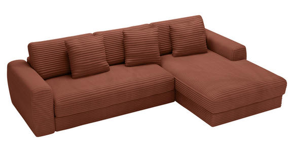 ECKSOFA Bronzefarben Cord  - Schwarz/Bronzefarben, MODERN, Kunststoff/Textil (302/182cm) - Carryhome