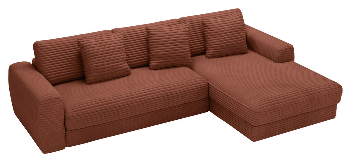 ECKSOFA Bronzefarben Cord  - Schwarz/Bronzefarben, MODERN, Kunststoff/Textil (302/182cm) - Carryhome