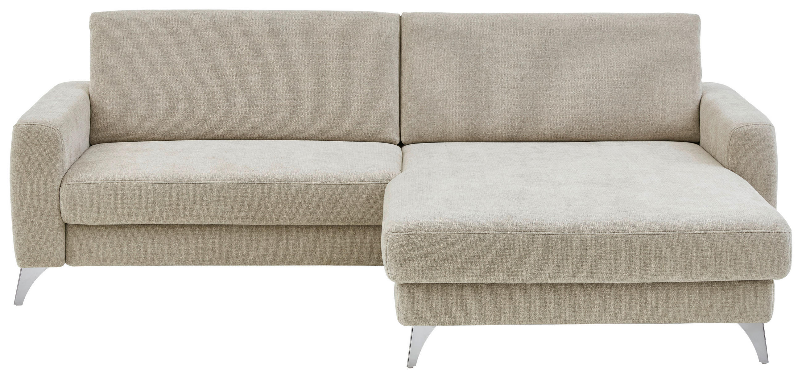ECKSOFA 222/167 cm  in Chenille Beige Rücken echt  222/167 cm  - Chromfarben/Beige, Design, Textil/Metall (222/167cm) - Beldomo Comfort