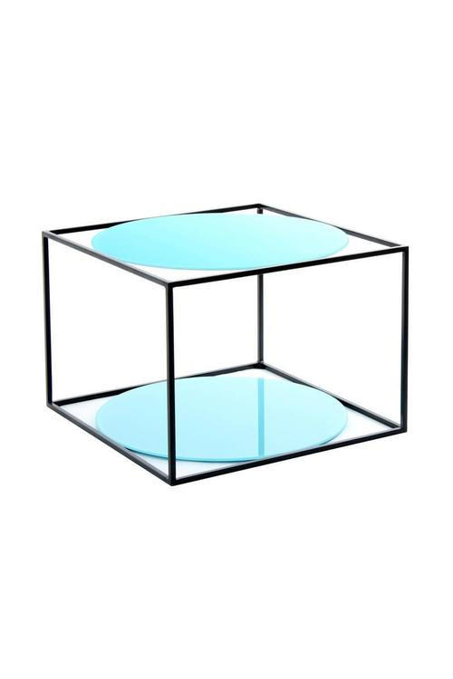 SIDOBORD i metall, glas 50/50/36 cm  - blå/svart, Basics, metall/glas (50/50/36cm) - Kayoom
