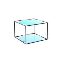 BEISTELLTISCH in Metall, Glas 50/50/36 cm  - Blau/Schwarz, Basics, Glas/Metall (50/50/36cm) - Kayoom