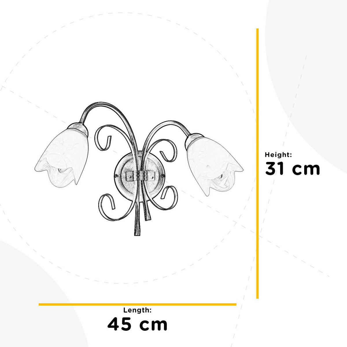 WANDLEUCHTE 45/30/23 cm   - Cognac, KONVENTIONELL, Glas/Metall (45/30/23cm)