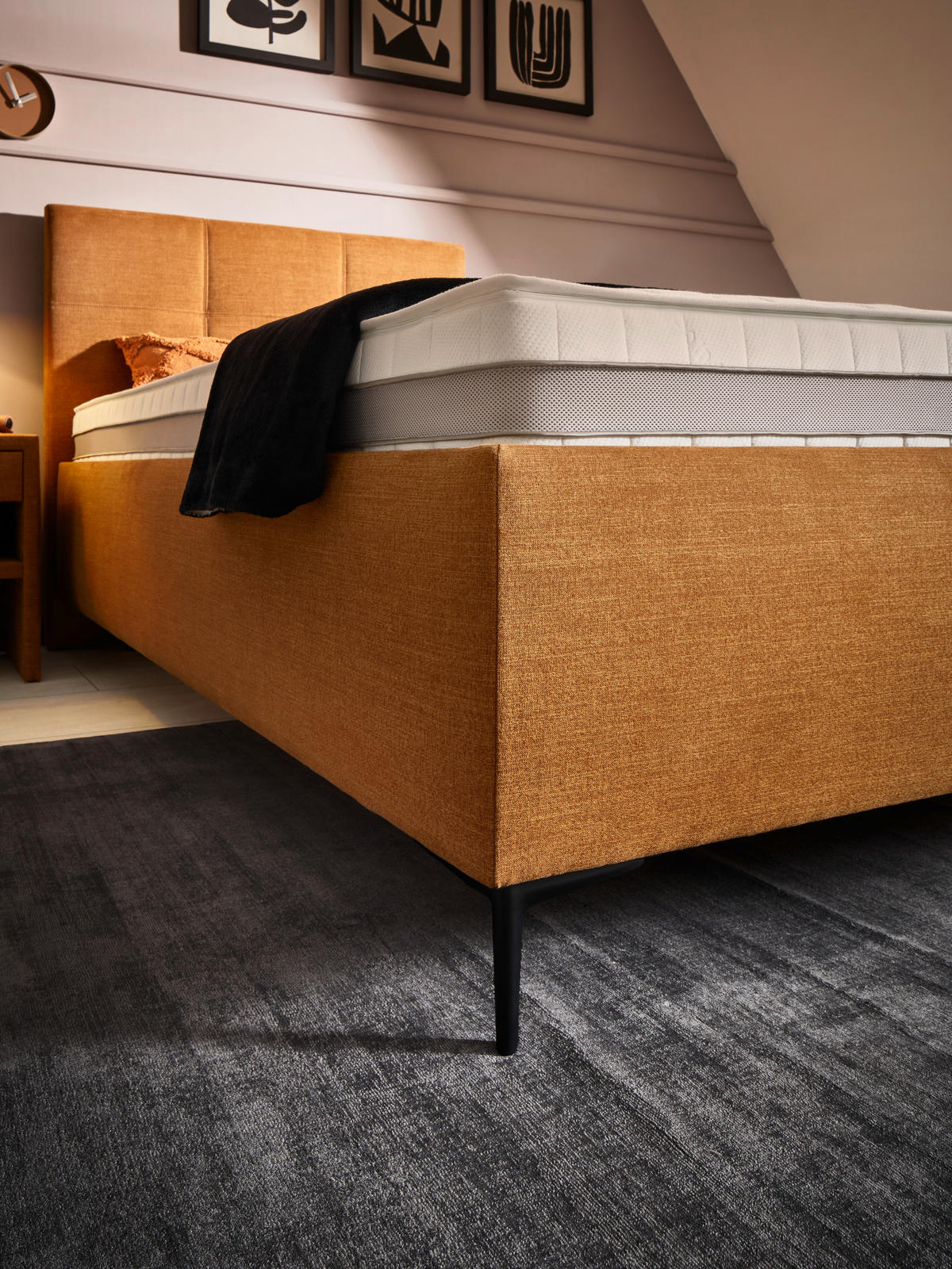 POLSTERBETT 120/200 cm, {[inkl. ],item.attr('349-543'),[, ]} - Senfgelb/Schwarz, Design, Holz/Textil (120/200cm) - Voleo