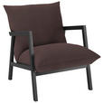 SESSEL in Mikrofaser Braun  - Wengefarben/Braun, Design, Holz/Textil (63/76/80cm) - Carryhome