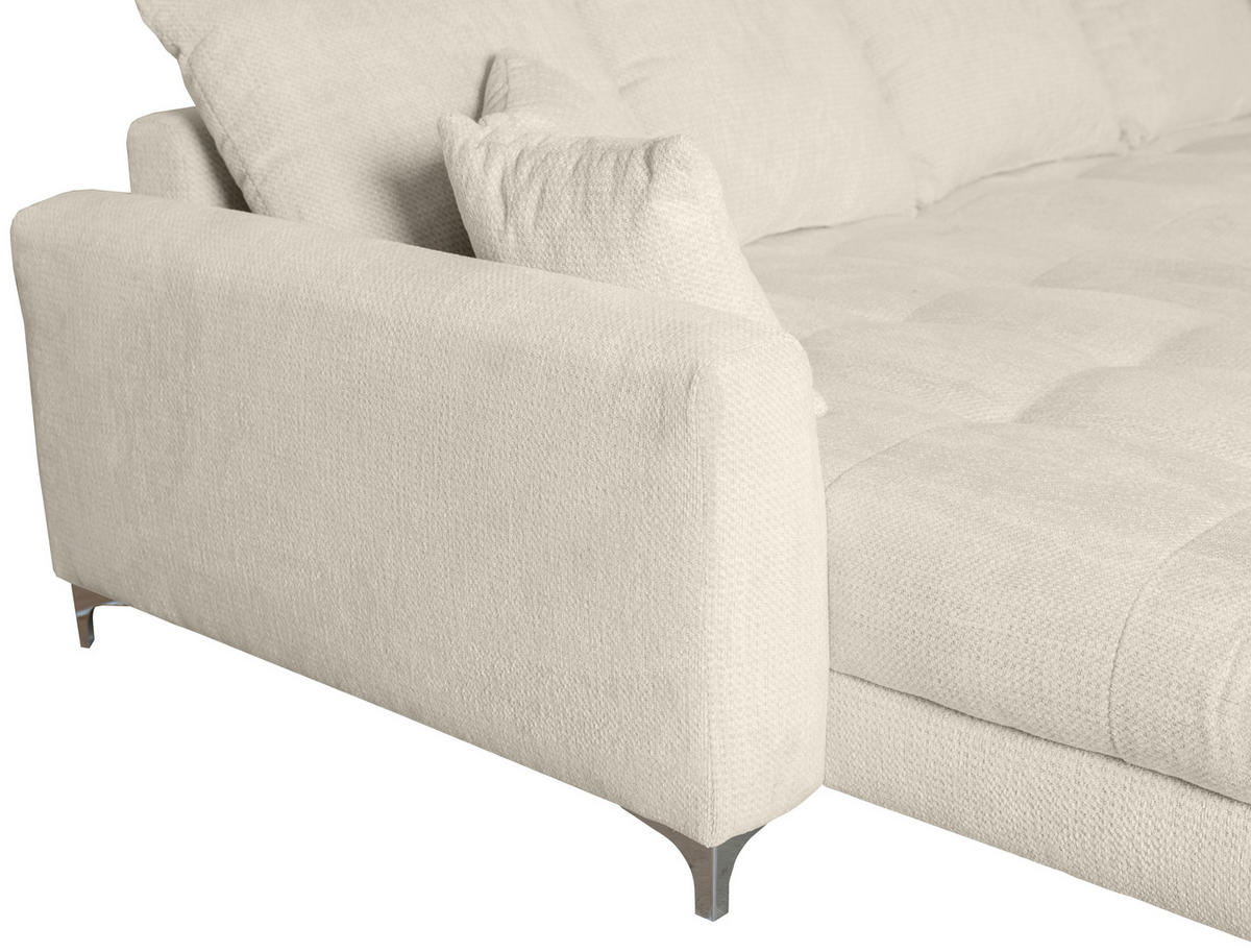 ECKSOFA Greige Chenille  - Chromfarben/Greige, KONVENTIONELL, Textil/Metall (227/329cm) - Carryhome