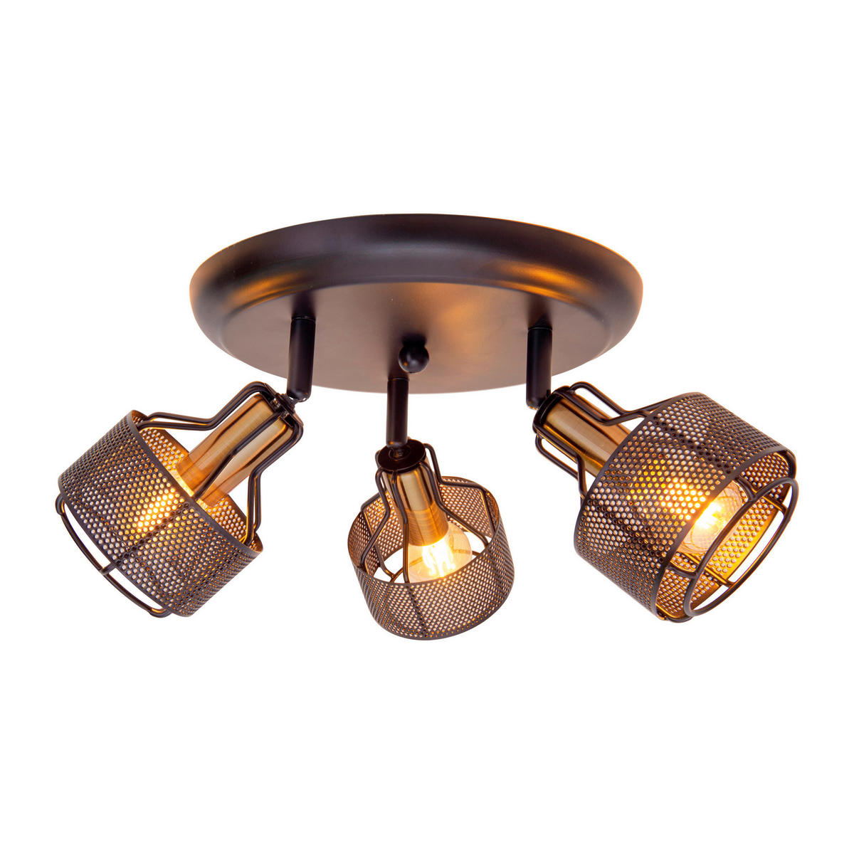 DECKENLEUCHTE     - Goldfarben/Schwarz, Natur, Metall (12,5cm) - Näve