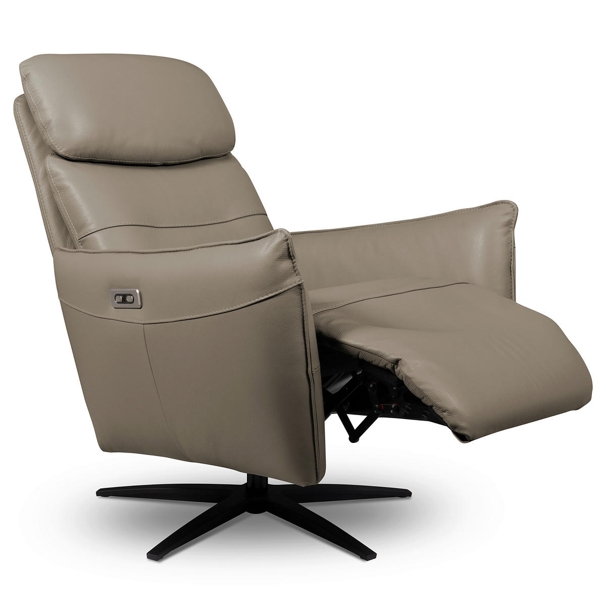 RELAXSESSEL in Leder Taupe  - Taupe/Schwarz, Design, Leder/Metall (77/107/88cm) - Livetastic