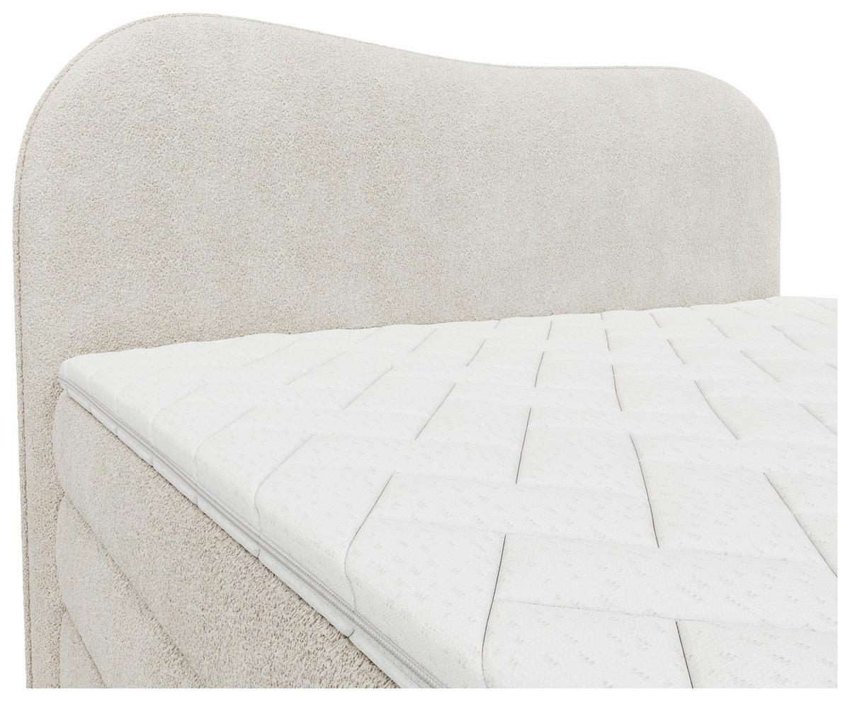 BOXSPRINGBETT 140/200 cm,  in Beige, gepolstertes Kopfteil, Bettkasten, Topper, Matratzen, H3 + H3 = fest  - Beige/Schwarz, Design, Holz/Holzwerkstoff (140/200cm) - Chameo