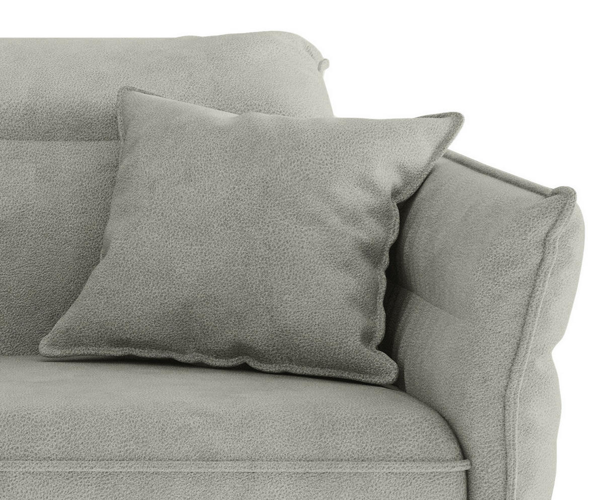 ECKSOFA in Flachgewebe Hellgrau  185/265 cm  - Edelstahlfarben/Hellgrau, Design, Textil/Metall (185/265cm) - Livetastic