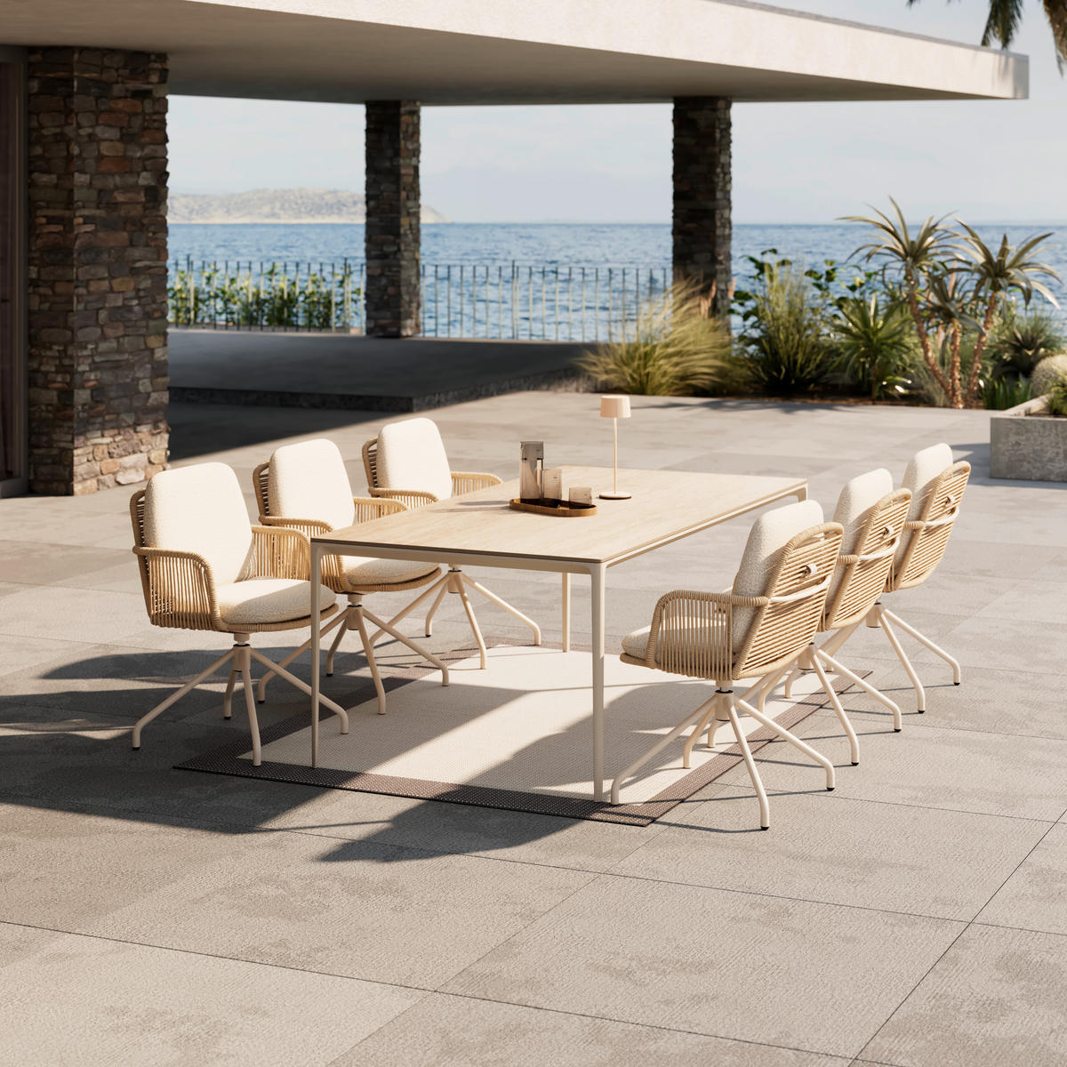 GARTENTISCH 180/90/73 cm Metall, Stein Beige rechteckig  - Beige, Design, Stein/Metall (180/90/73cm) - Dieter Knoll