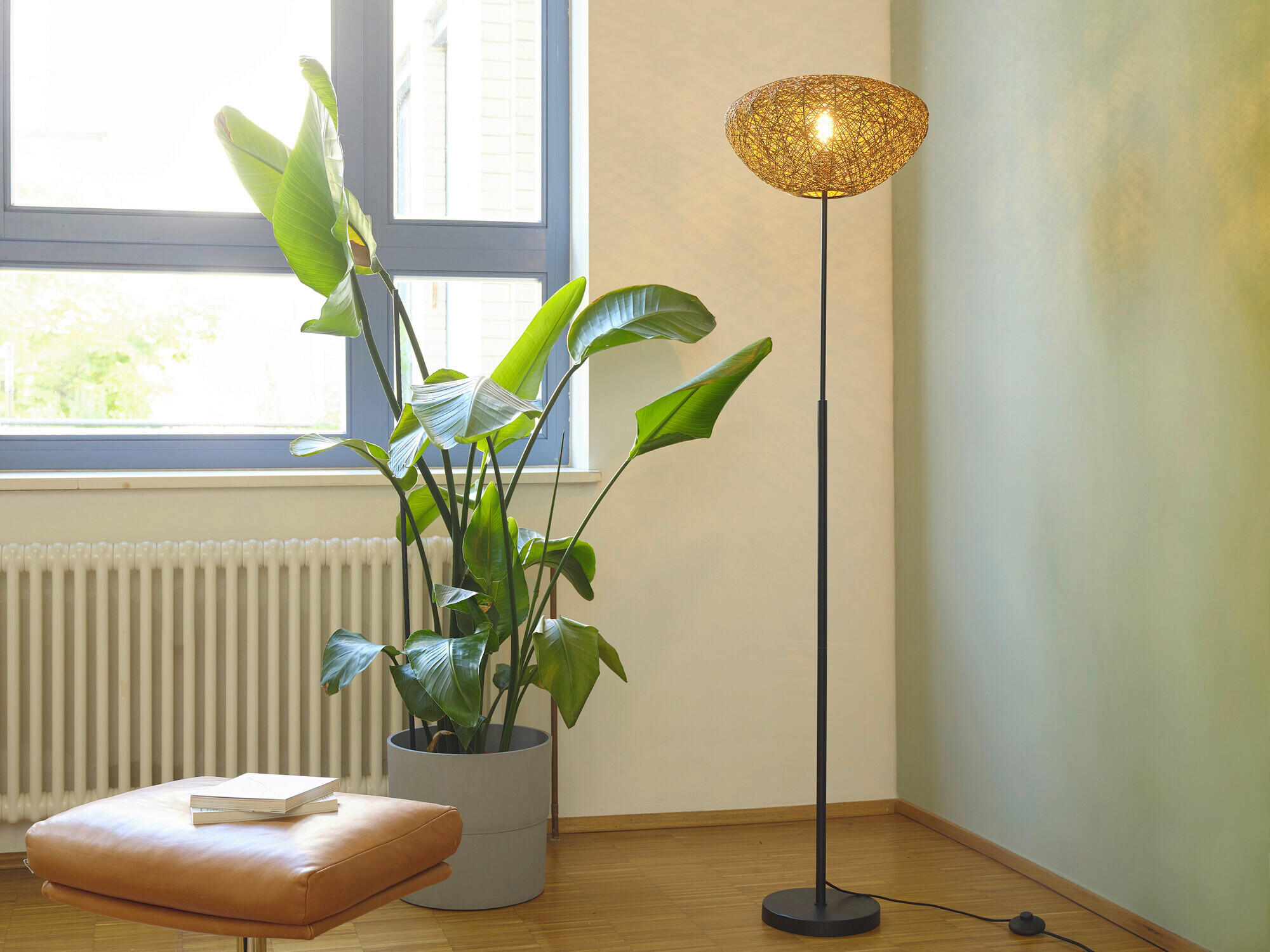 STEHLEUCHTE 39.5/163 cm    - Beige, Natur, Papier/Metall (39.5/163cm) - Osram
