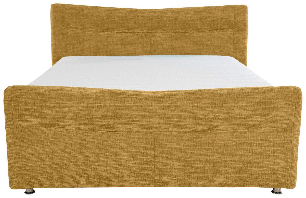 BOXSPRINGBETT 140/200 cm  in Senfgelb  - Chromfarben/Senfgelb, KONVENTIONELL, Textil/Metall (140/200cm) - Esposa