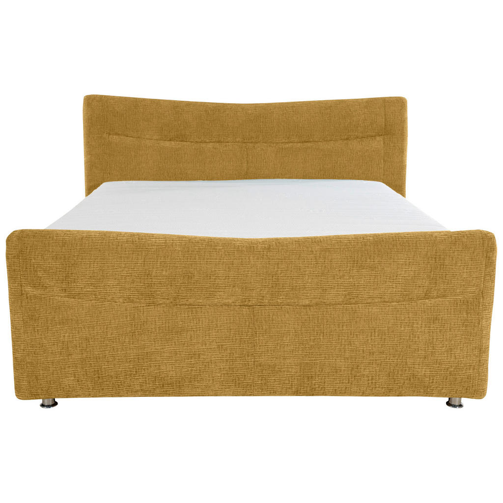 Thumbnail - Esposa Boxspringbett, Senfgelb, Textil, H2, Höhe ca. 18 cm, 140x200 cm, Bettkasten, Topper durchgehend, Matratze in vers...