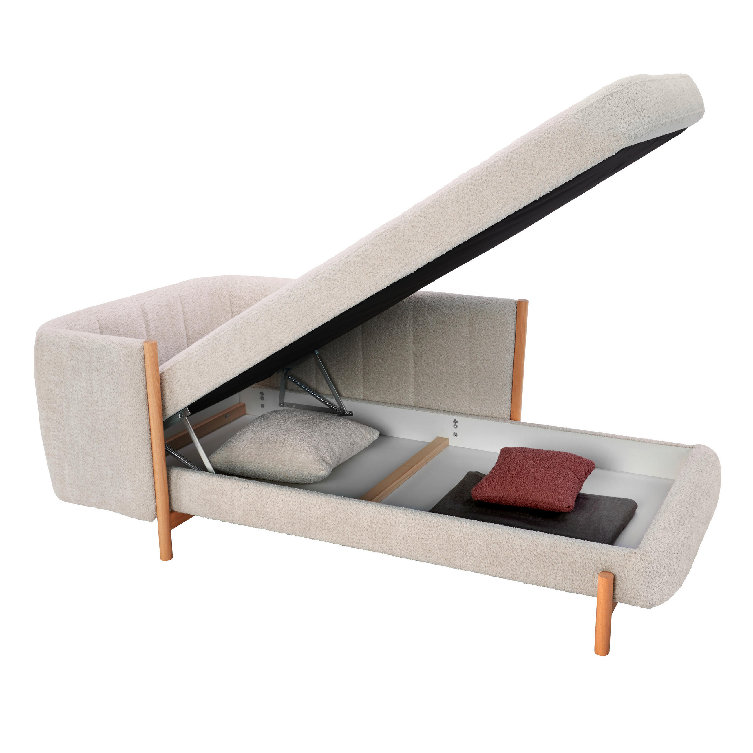 RÉCAMIERE in Plüsch Creme  - Creme/Naturfarben, Design, Holz/Textil (216/90/109cm) - Niels Andersson