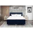 BOXSPRINGBETT 180/200 cm  in Dunkelblau  - Chromfarben/Dunkelblau, KONVENTIONELL, Textil/Metall (180/200cm) - Carryhome