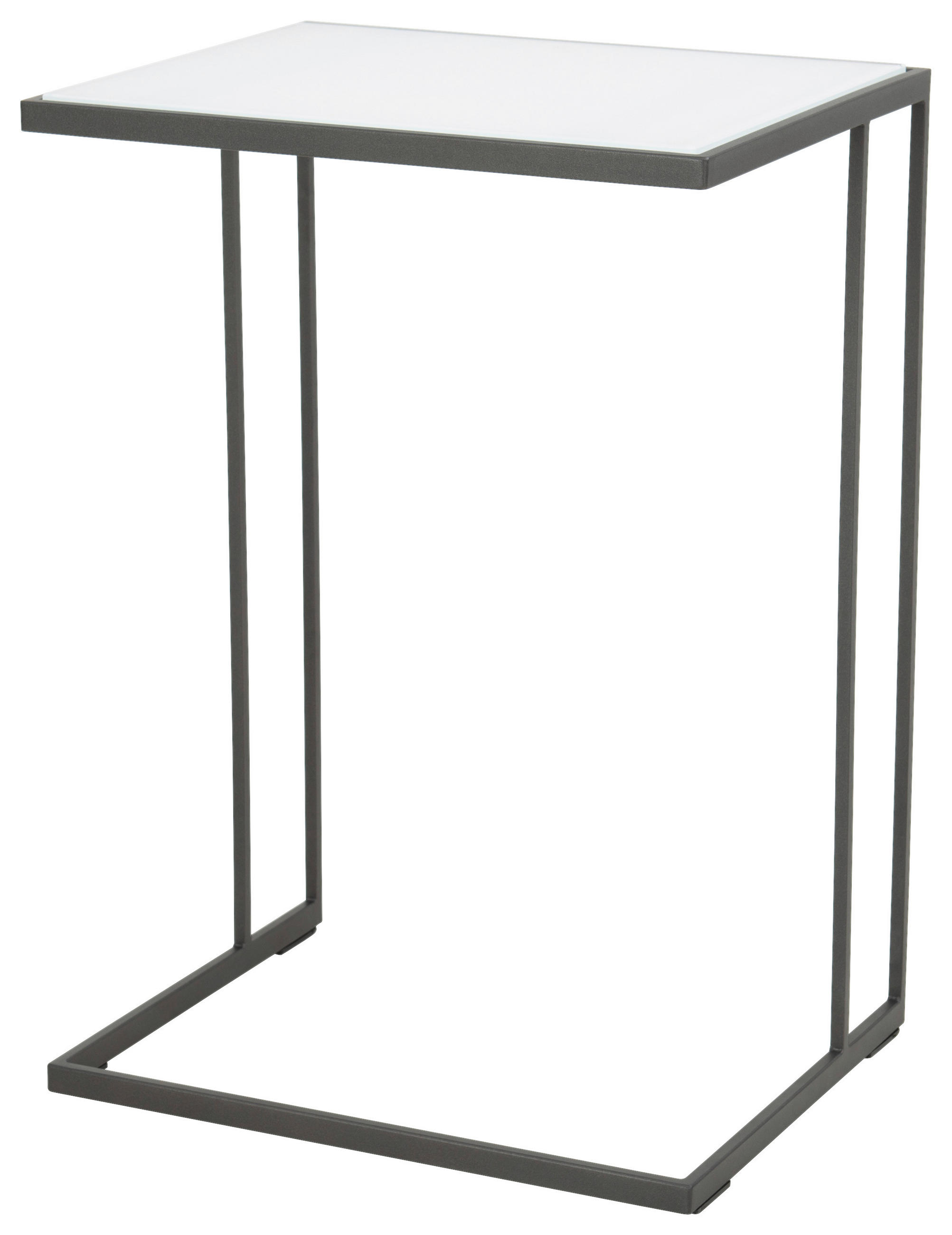 BEISTELLTISCH in Glas 47/38/68 cm  - Weiss/Anthrazit, Design, Glas/Metall (47/38/68cm) - Johann Jakob