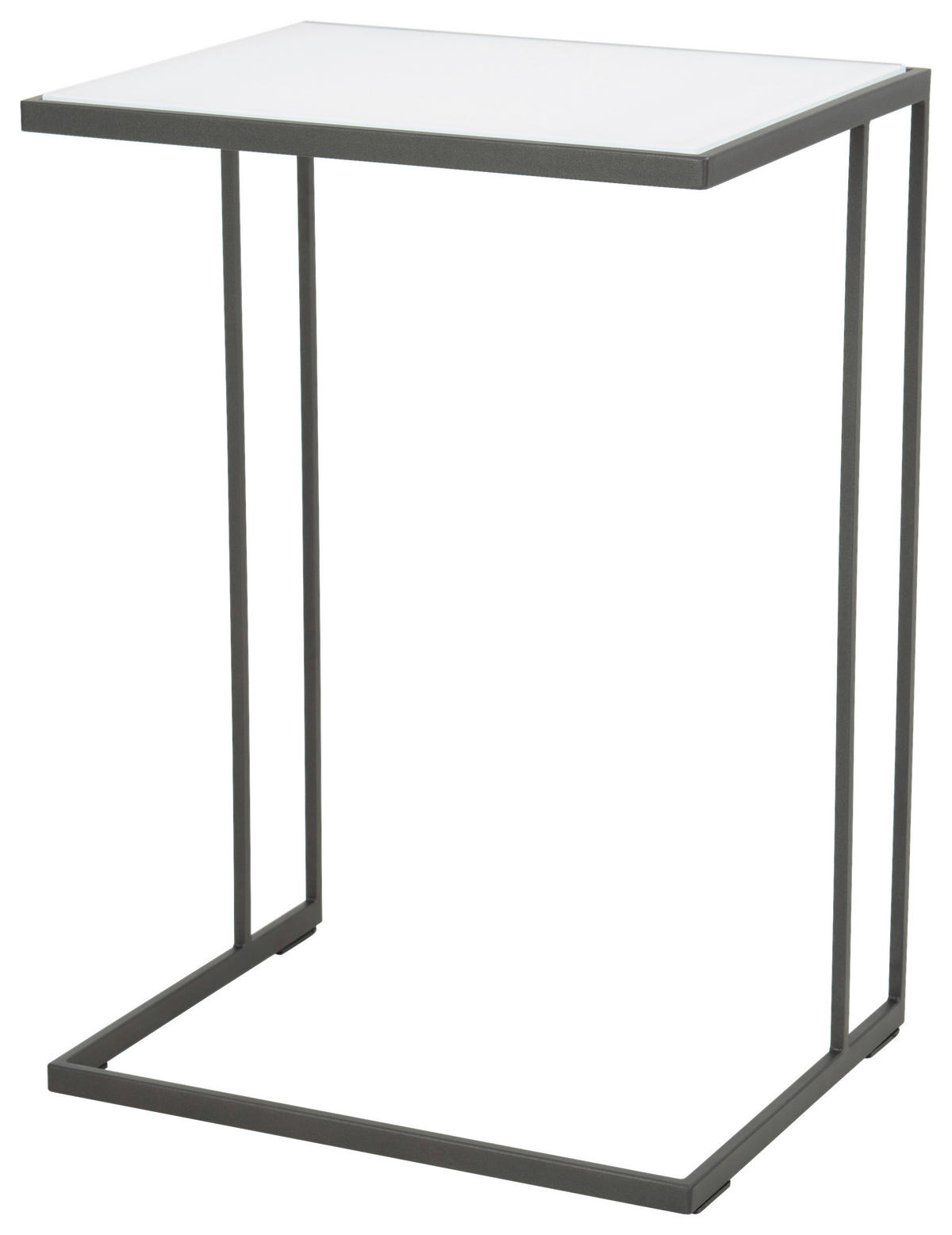BEISTELLTISCH in Glas 47/38/68 cm  - Weiss/Anthrazit, Design, Glas/Metall (47/38/68cm) - Johann Jakob