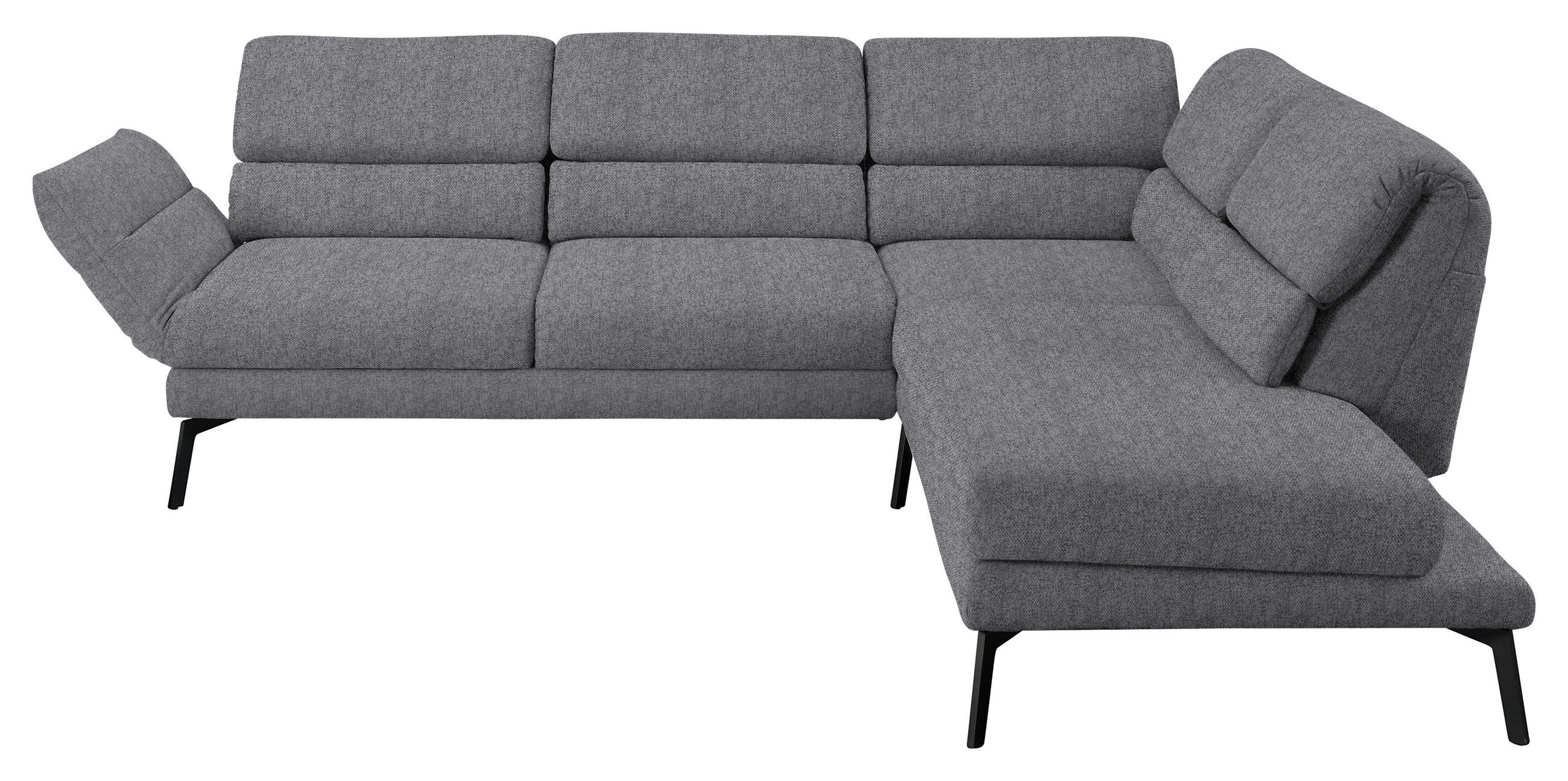 ECKSOFA in Flachgewebe Grau  - Schwarz/Grau, Design, Textil/Metall (256-363/212-253cm) - Dieter Knoll