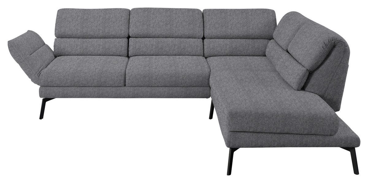 ECKSOFA in Flachgewebe Grau  - Schwarz/Grau, Design, Textil/Metall (256-363/212-253cm) - Dieter Knoll