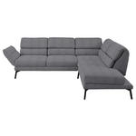 ECKSOFA in Flachgewebe Grau  - Schwarz/Grau, Design, Textil/Metall (256-363/212-253cm) - Dieter Knoll