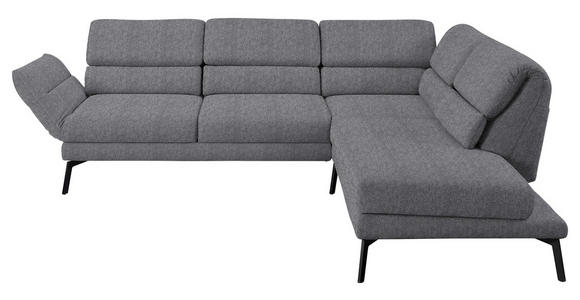 ECKSOFA in Flachgewebe Grau 256-363/212-253 cm - Schwarz/Grau, Design, Textil/Metall (256-363/212-253cm) - Dieter Knoll