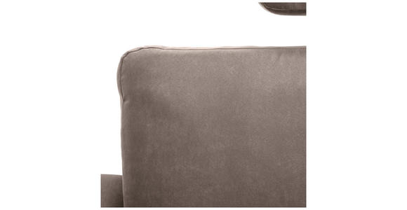 ECKSOFA  in Mikrofaser Taupe Rückenkissen, Nierenkissen, Rücken echt, Relaxfunktion, Kopfstütze  180/302 cm  - Taupe/Schwarz, KONVENTIONELL, Textil/Metall (180/302cm) - Carryhome