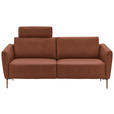 2-SITZER-SOFA  in Echtleder Cognac   - Eichefarben/Cognac, Natur, Leder/Holz (207/86/87cm) - Valnatura