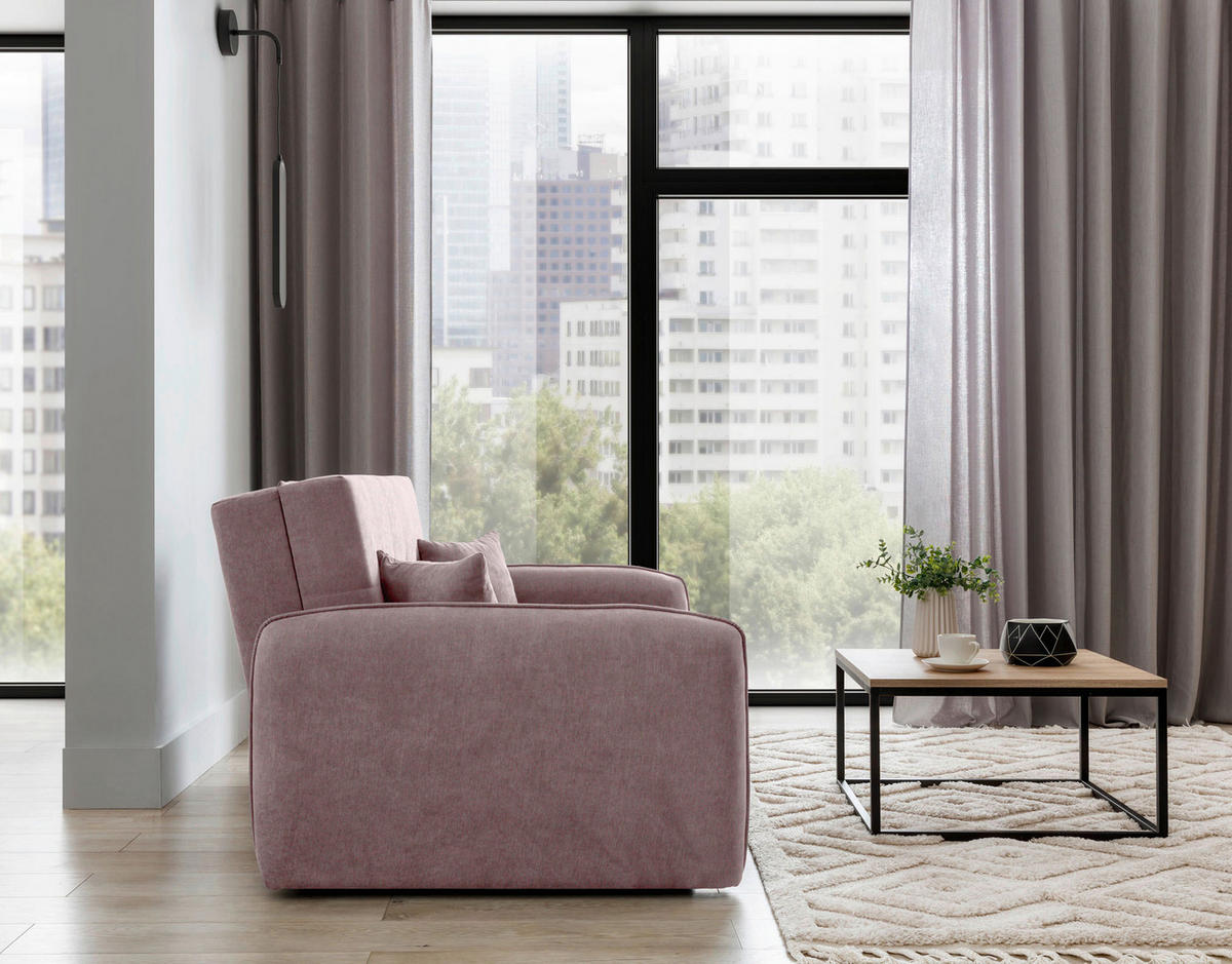 SCHLAFSOFA in Textil Rosa  - Silberfarben/Rosa, Design, Kunststoff/Textil (155/105/75cm) - MID.YOU