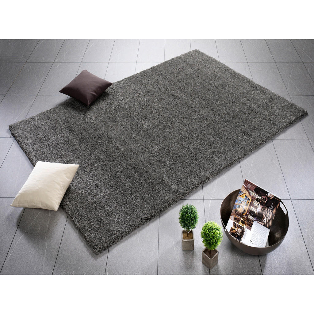 Thumbnail - Novel Webteppich Liberty, Grau, Textil, Uni, rechteckig, 140x200 cm, Teppiche & Böden, Teppiche, Moderne Teppiche