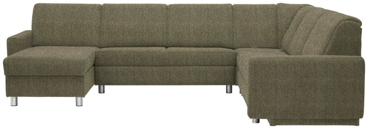 WOHNLANDSCHAFT in Chenille Olivgrün  - Alufarben/Olivgrün, KONVENTIONELL, Kunststoff/Textil (158/322/236cm) - Sedda