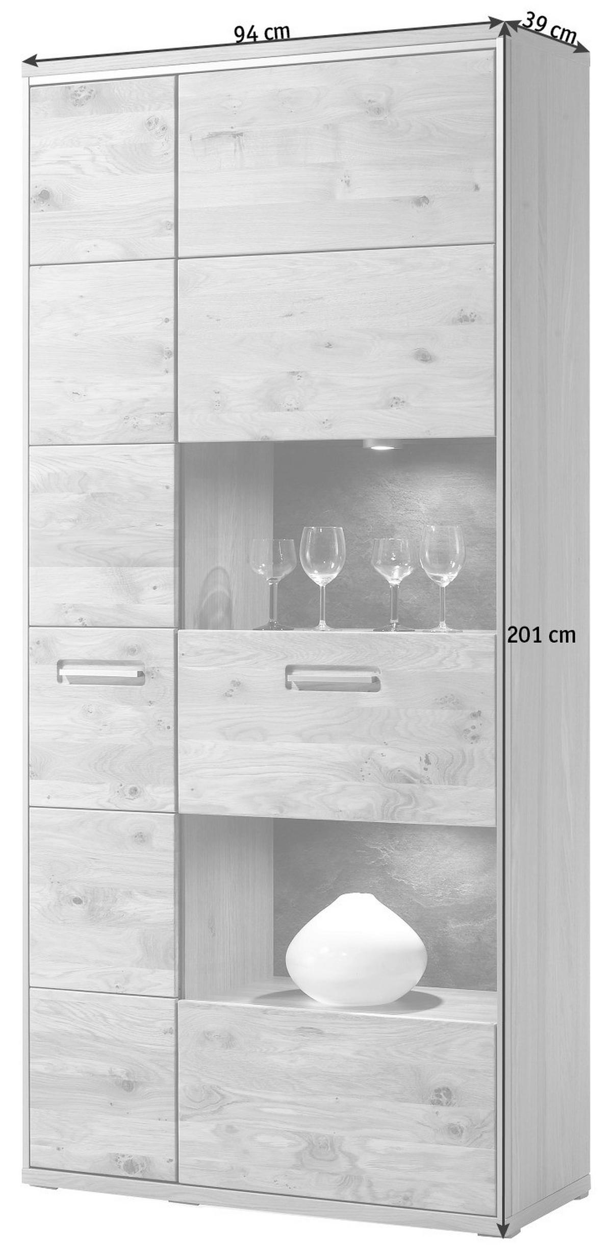 VITRINE in Eiche Eichefarben  - Edelstahlfarben/Eichefarben, Konventionell, Glas/Holz (94/201/39cm) - MID.YOU