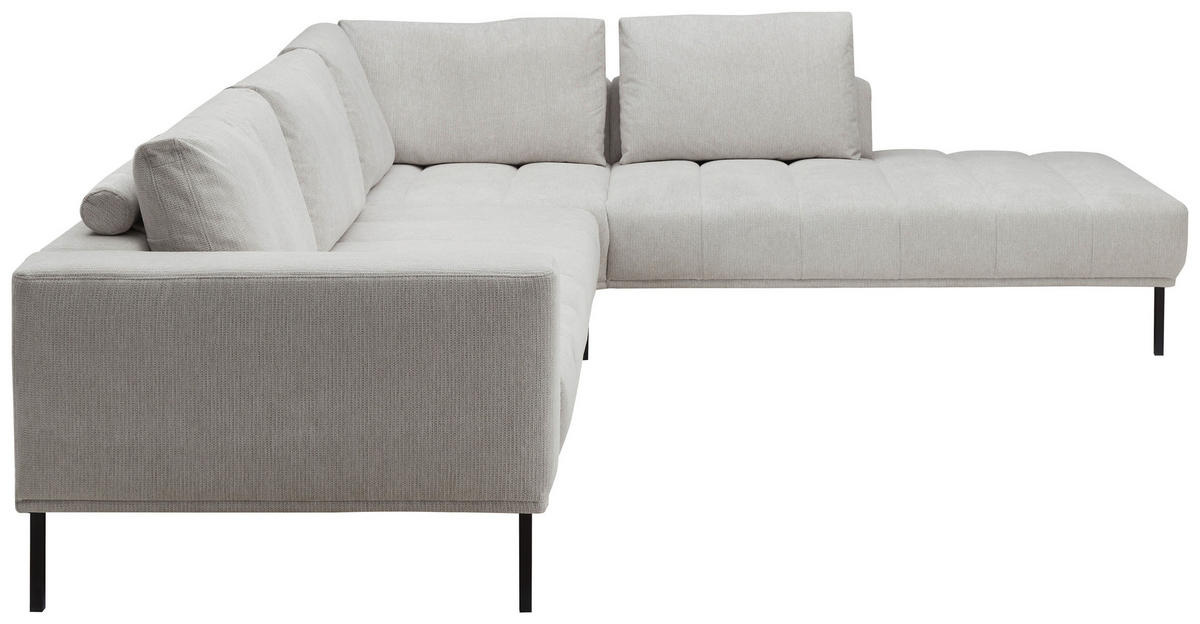 ECKSOFA in Flachgewebe Creme  - Creme/Schwarz, Design, Textil/Metall (308/270cm) - Pure Home Lifestyle