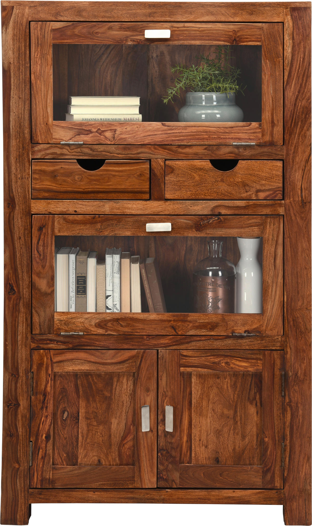 VITRÍNA, barvy sheesham,  - barvy stříbra/barvy sheesham, Lifestyle, kov/dřevo (90/150cm) - Landscape