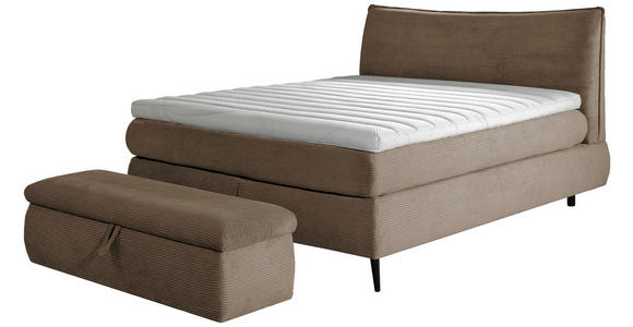 BOXSPRINGBETT 160/200 cm,  in Braun, gepolstertes Kopfteil, Topper, Matratzen, H3 + H4 = fest + sehr fest  - Schwarz/Braun, Trend, Holz/Textil (160/200cm) - Esposa