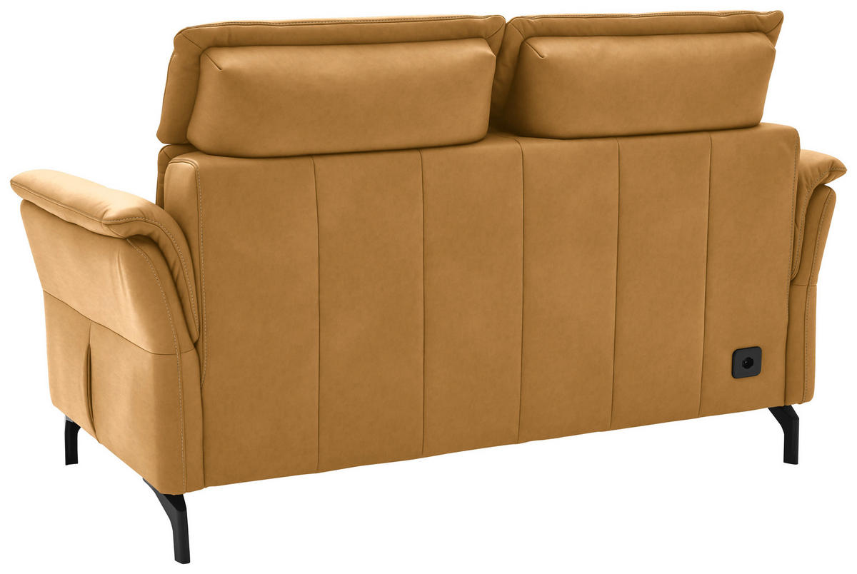 2-SITZER-SOFA in Echtleder Currygelb  - Currygelb/Schwarz, Konventionell, Leder/Metall (178/103/92cm) - Dieter Knoll