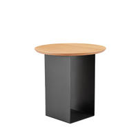 BEISTELLTISCH 50/50/50 cm Eiche furniert Schwarz, Eichefarben rund  - Eichefarben/Schwarz, Basics, Holz/Holzwerkstoff (50/50/50cm) - Xora