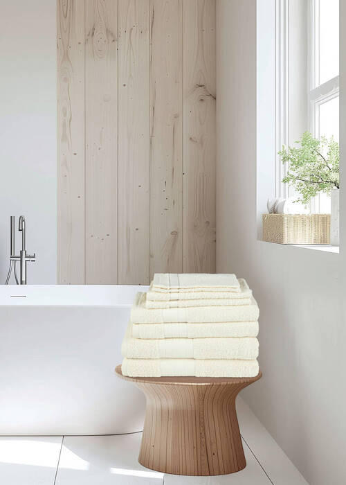 FROTTIERSET Ecru 8-teilig  - Ecru, Basics, Textil (70/140null)