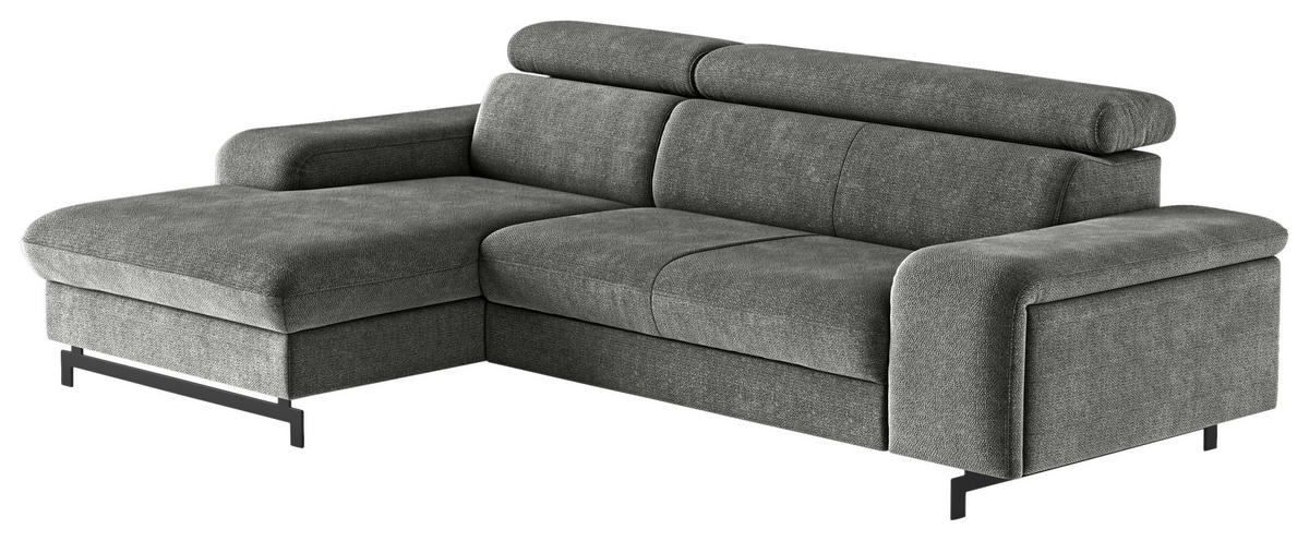 ECKSOFA Grau Chenille  - Schwarz/Grau, Textil/Metall (165/267cm) - MID.YOU