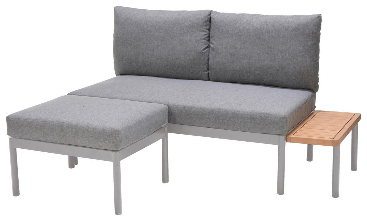 LOUNGEGARNITUR 110/150 cm Eukalyptusholz Hartholz Aluminium  - Anthrazit/Hellgrau, Design, Holz/Textil (110/150cm) - Ambia Garden