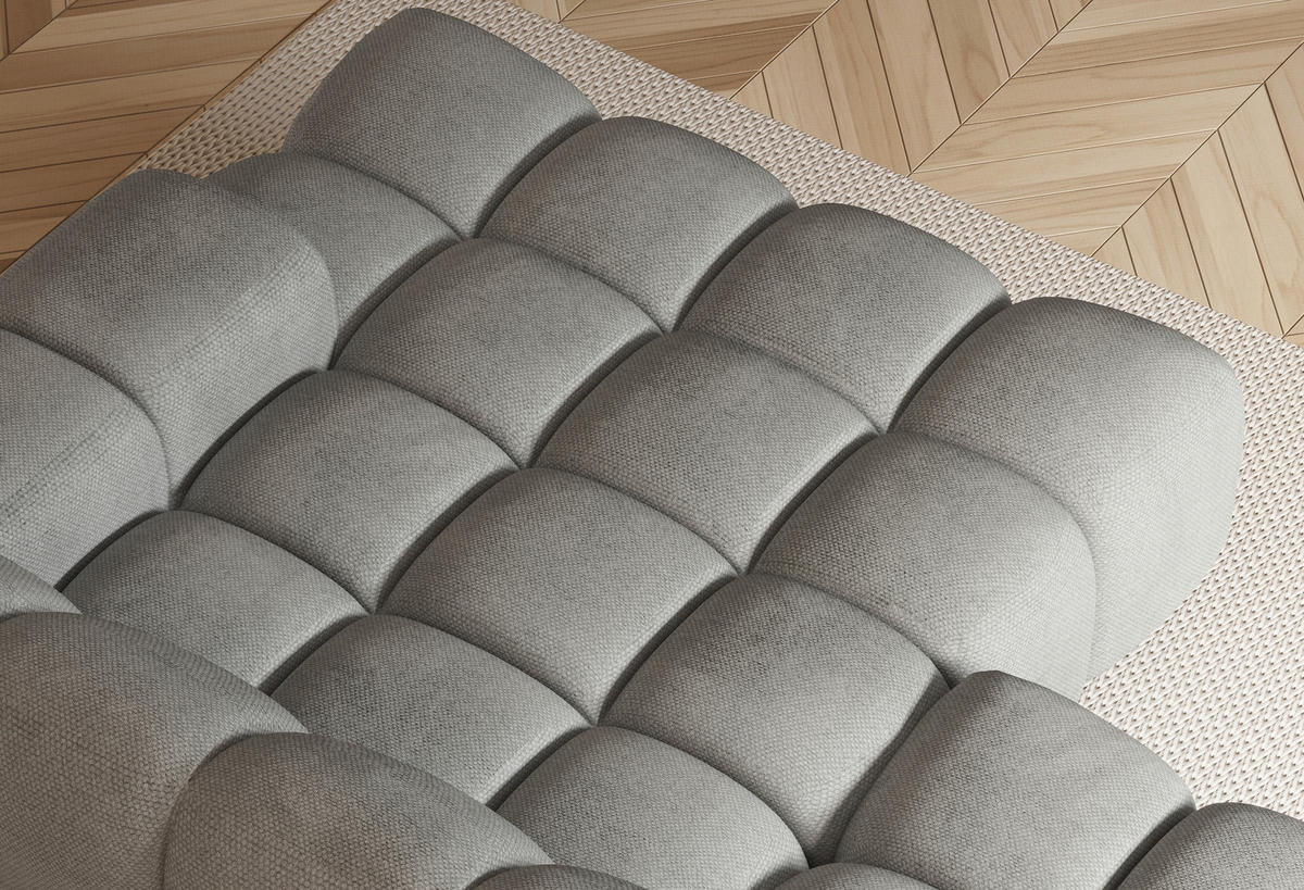 SAROKKANAPÉ textil ezüstszínű  - fekete/ezüstszínű, Design, műanyag/textil (297/180cm) - Welnova