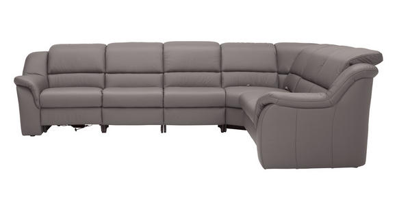 ECKSOFA in Echtleder Grau  - Chromfarben/Grau, KONVENTIONELL, Leder/Kunststoff (324/260cm) - Cantus