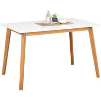 ESSTISCH 120/80/75 cm Eiche massiv Holz Weiß, Eichefarben rechteckig  - Eichefarben/Weiß, Design, Holz (120/80/75cm) - Livetastic