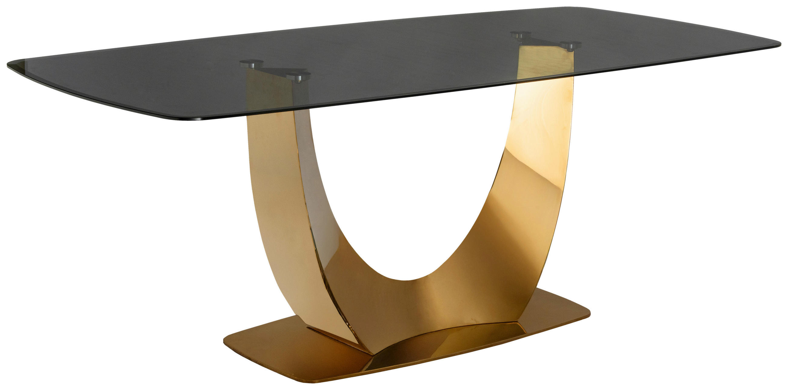 ESSTISCH 200/95/76 cm  Metall, Glas rechteckig Goldfarben, Dunkelgrau  - Dunkelgrau/Goldfarben, Design, Glas/Metall (200/95/76cm) - Milino