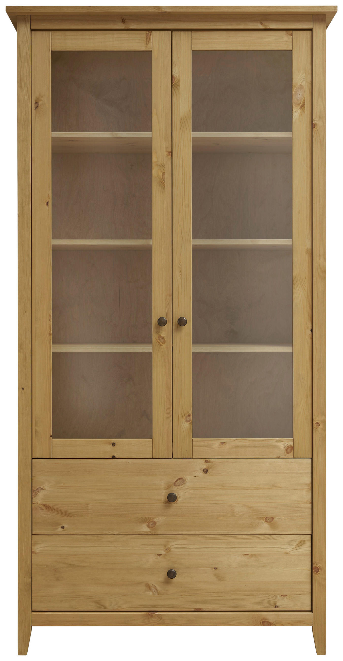 VITRINE  in vollmassiv Kiefer Kieferfarben - Anthrazit/Kieferfarben, Natur, Glas/Holz (101/200/40cm) - Linea Natura