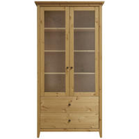 VITRINE  in vollmassiv Kiefer Kieferfarben - Anthrazit/Kieferfarben, Natur, Glas/Holz (101/200/40cm) - Linea Natura