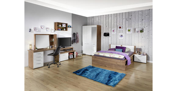 Bett Avensis New 90x200 Krafteiche Dunkel/Weiß - Eichefarben/Weiß, KONVENTIONELL, Holzwerkstoff (90/200cm) - Luca Bessoni