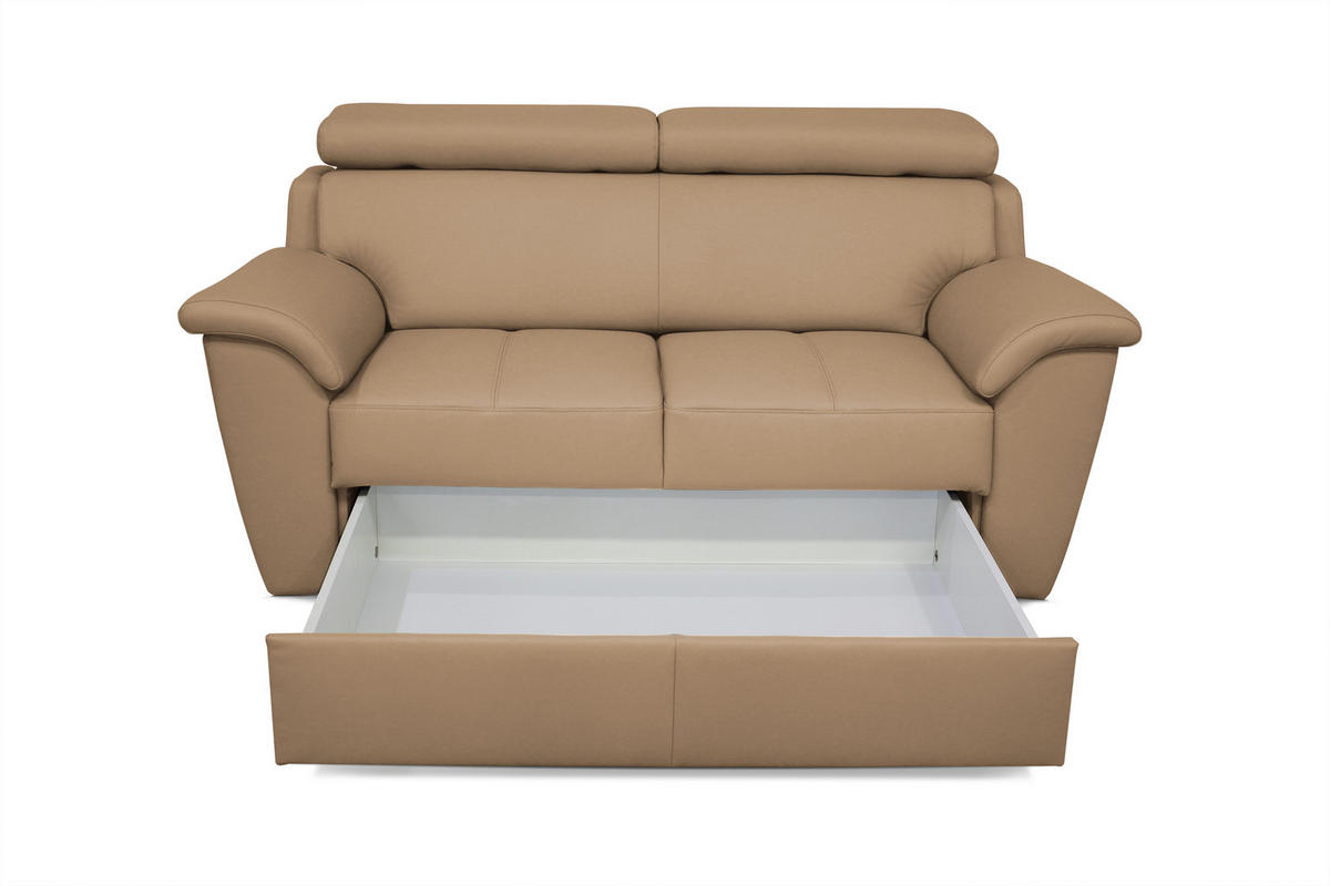 ÜLŐGARNITÚRA bőr cappuccino  - króm/cappuccino, Basics, műanyag/bőr (166/83/100cm) - Andante