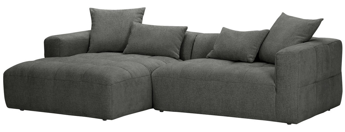 ECKSOFA in Flachgewebe Schwarz  170/280 cm  - Schwarz, KONVENTIONELL, Kunststoff/Textil (170/280cm) - Carryhome